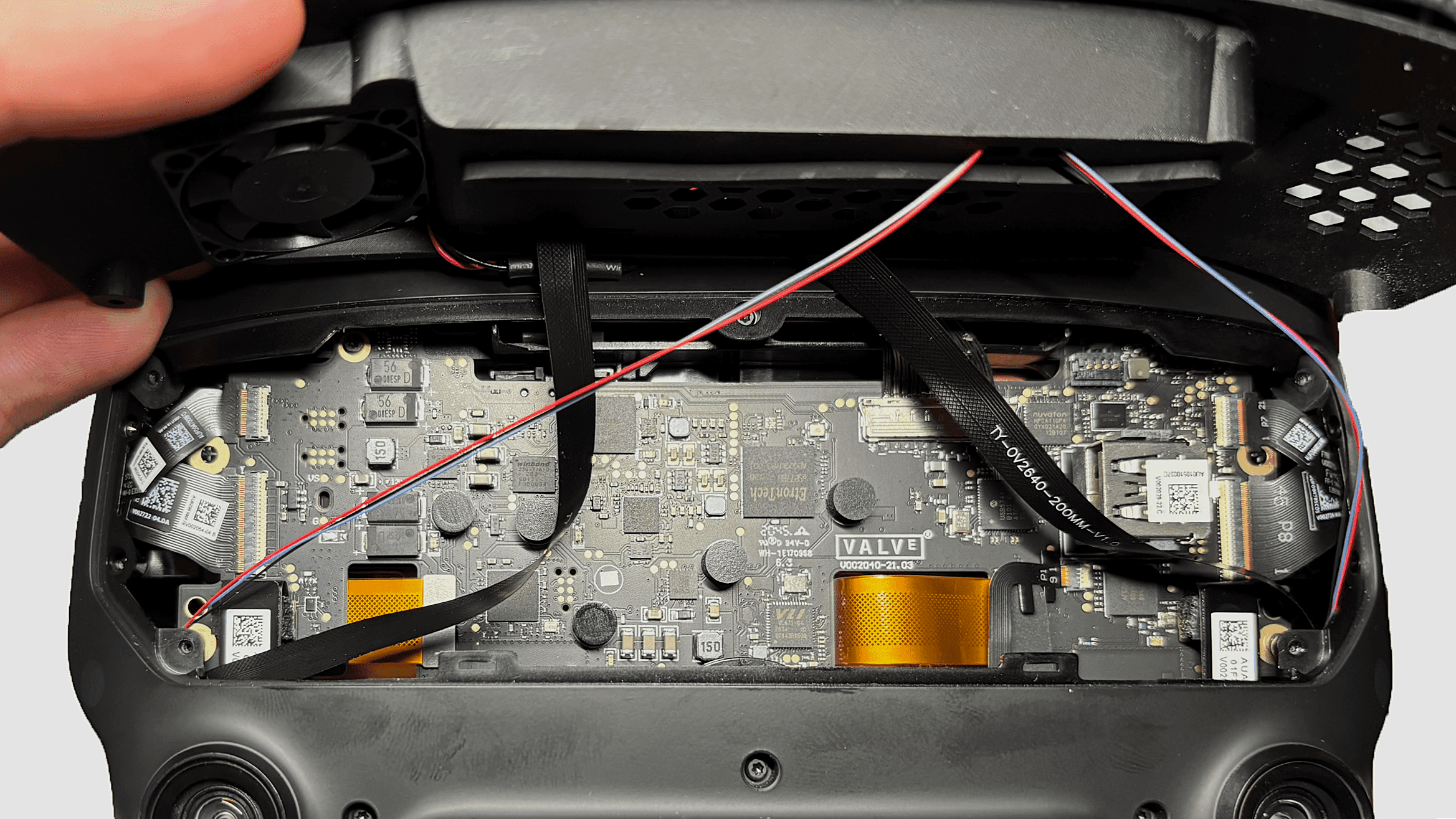 Cable routing through the frunk, showing the correct positions
