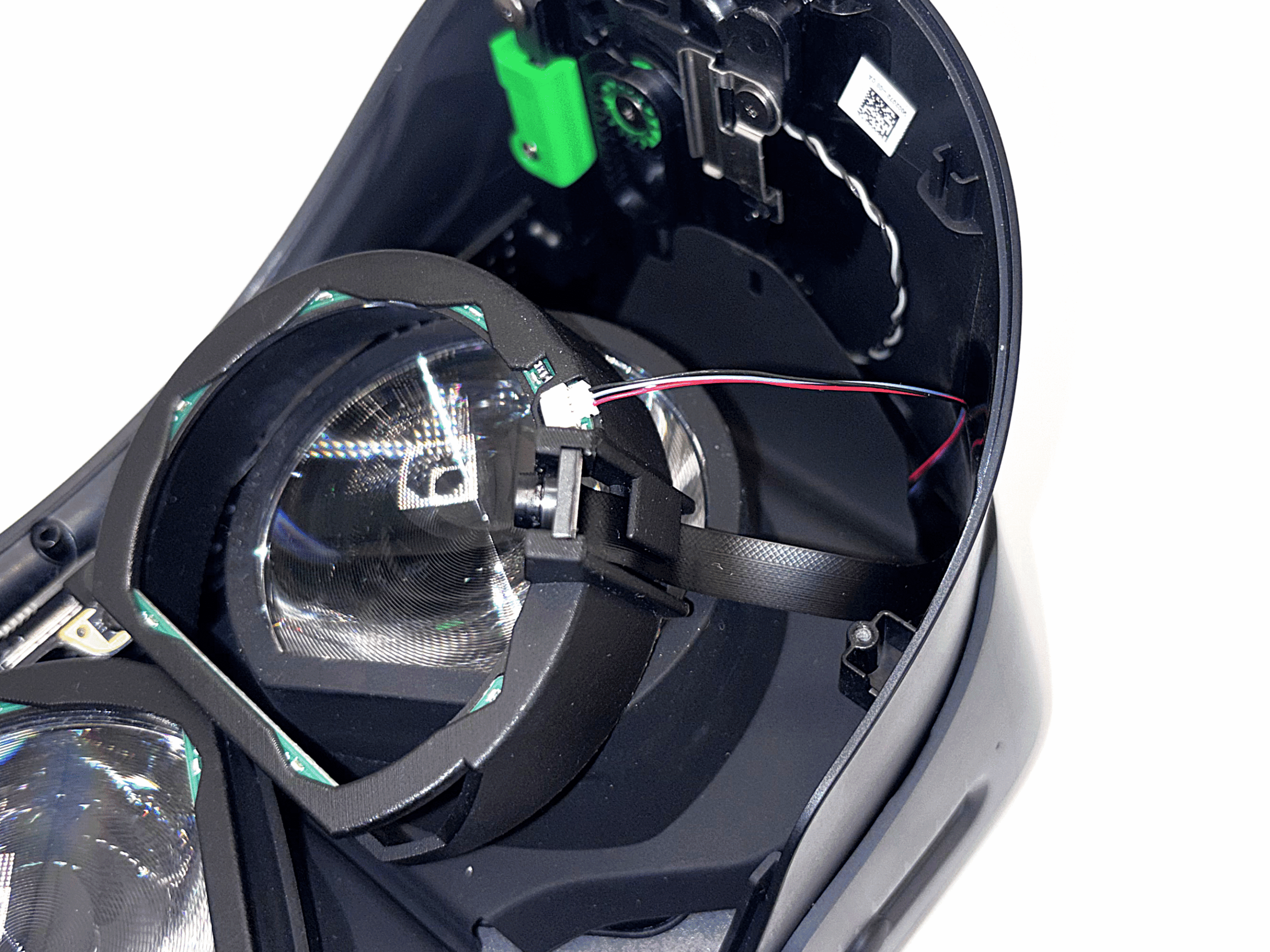 Right LED cable routed along the same path as in step 6