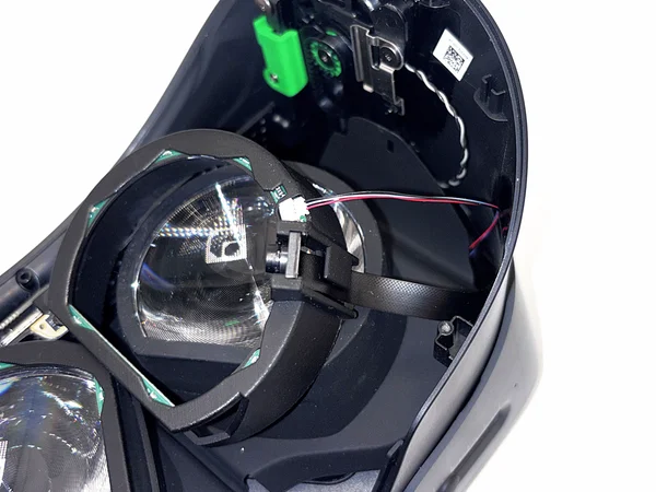 Right LED cable routed along the same path as in step 6