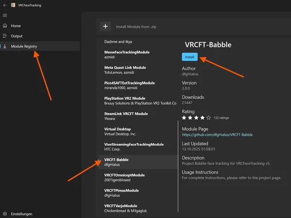 Search result for the VRCFT-Babble module